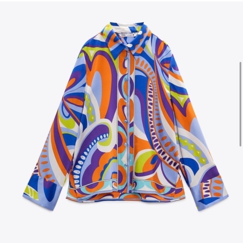 Multicolor Abstract Button Down Shirt - image 1